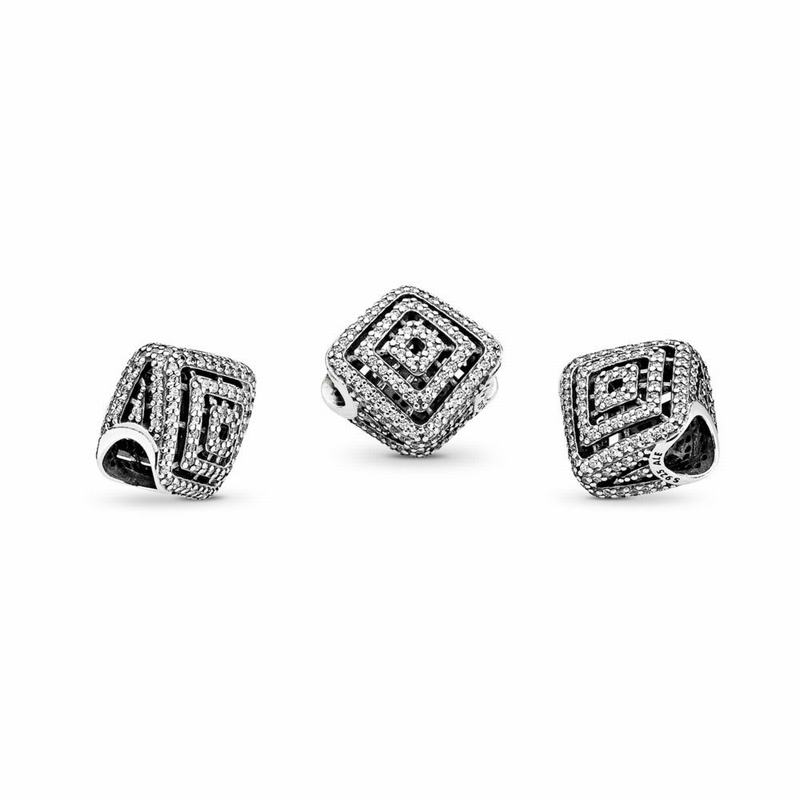 Pandora Geometric Lines Charm Ireland - Sterling Silver/Cubic Zirconia - 709418ZMF